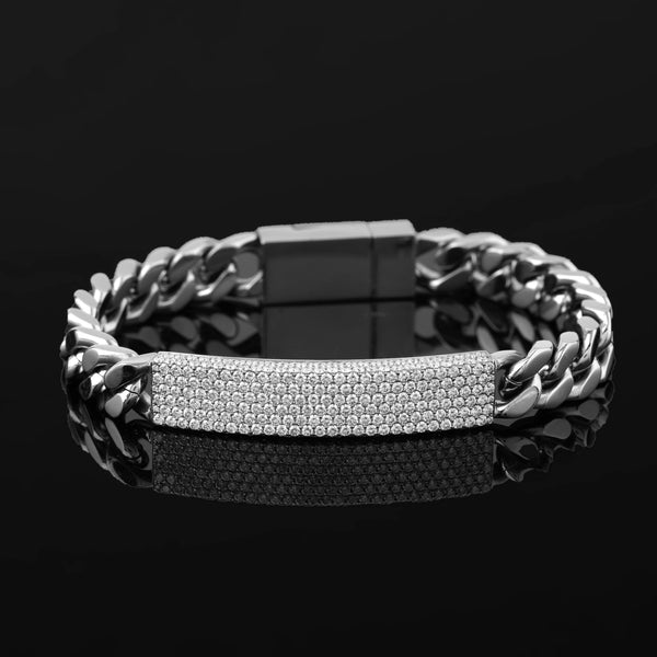 Cuban Surgical Stainless steel Bracelet with Moissanite Diamonds