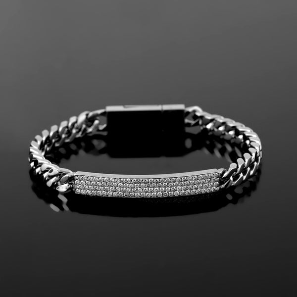 Cod Surgical Stainless Steel Bracelet with Lab-Grown Diamonds