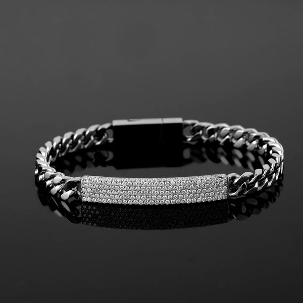 Cuban Surgical Stainless Steel Bracelet with Moissanite Diamonds