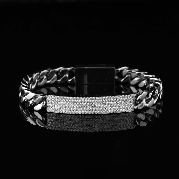 Semi-Solid Moissanite Diamonds Curb Link Bracelet