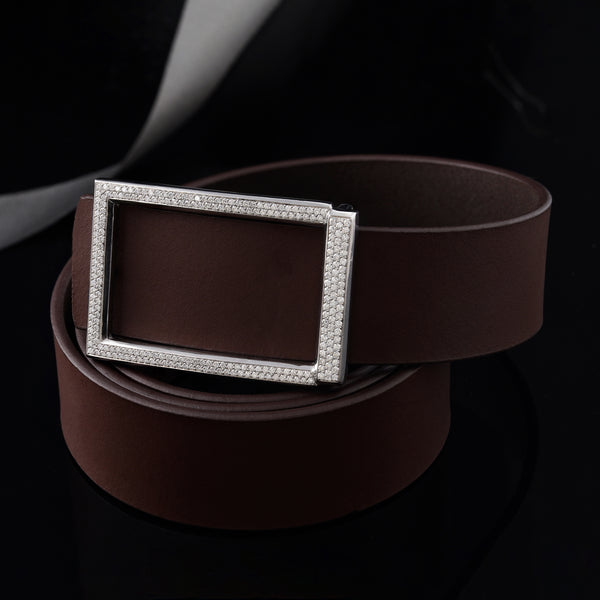 Brown Leather Diamond Belt