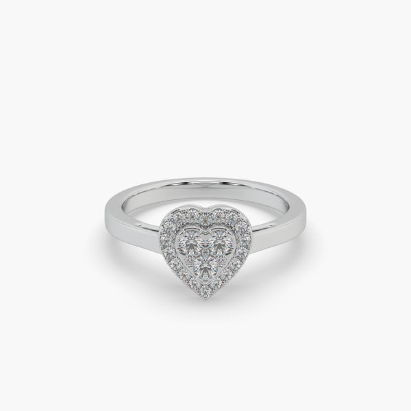 Heart-Shaped Diamond Cluster Ring