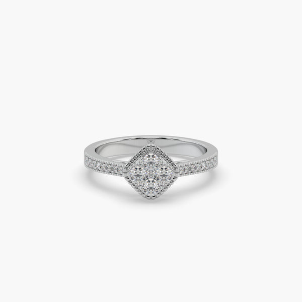Diamond Cluster Engagement Ring - Pave Design