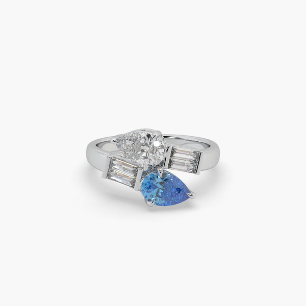 Pear and Baguette Ring