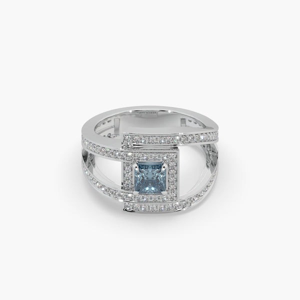 Princess-Cut Blue Diamond Ring