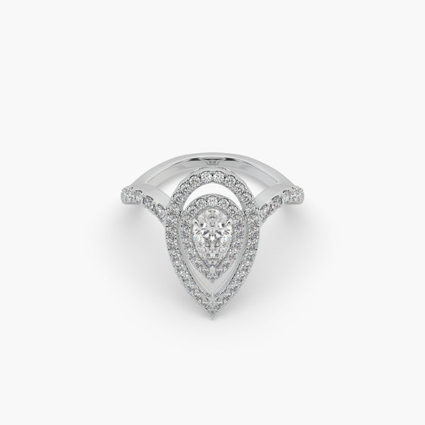 Pear-Cut Double Halo Ring