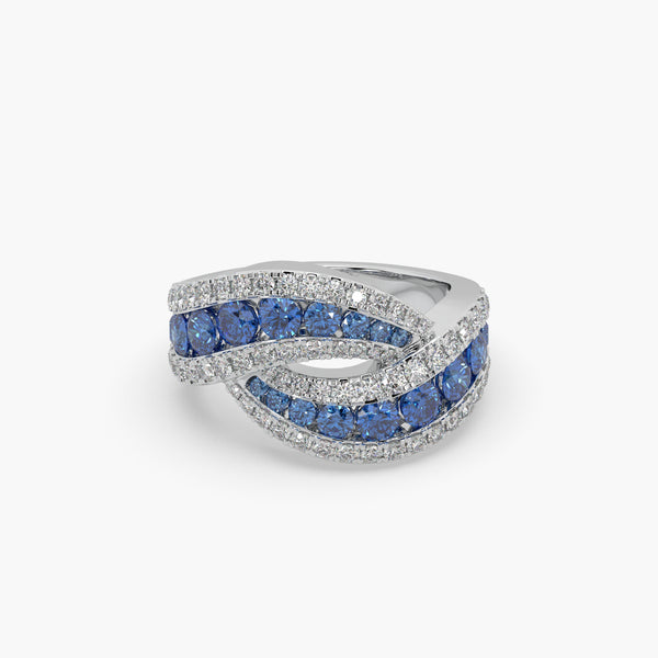 Sapphire Diamond Twist Ring