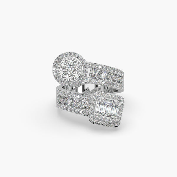 Twisted Cluster Diamond Ring