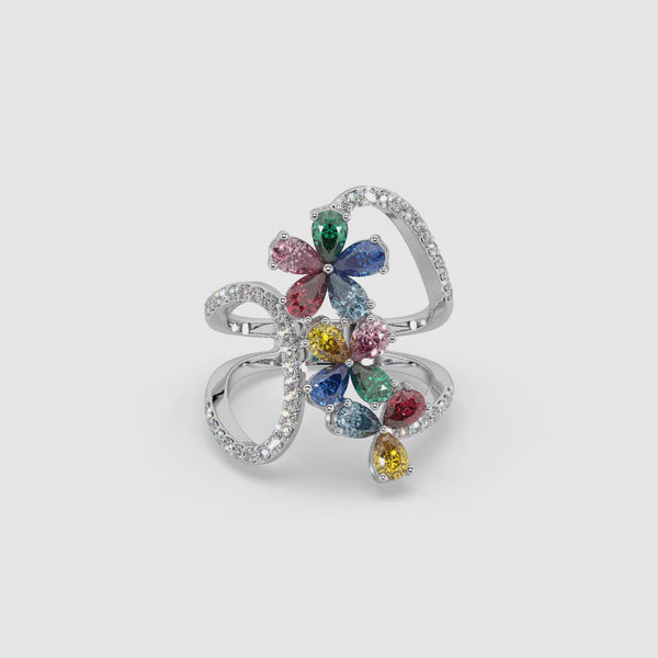Rainbow Floral Diamond Ring