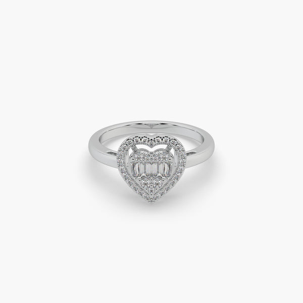 Heart-Shaped Diamond Cluster Ring